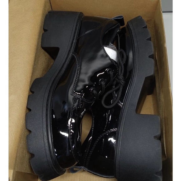 Women’s  Platform Oxford Lace-Up Chunky Heels - Black Size 9.5 - Picture 7 of 8